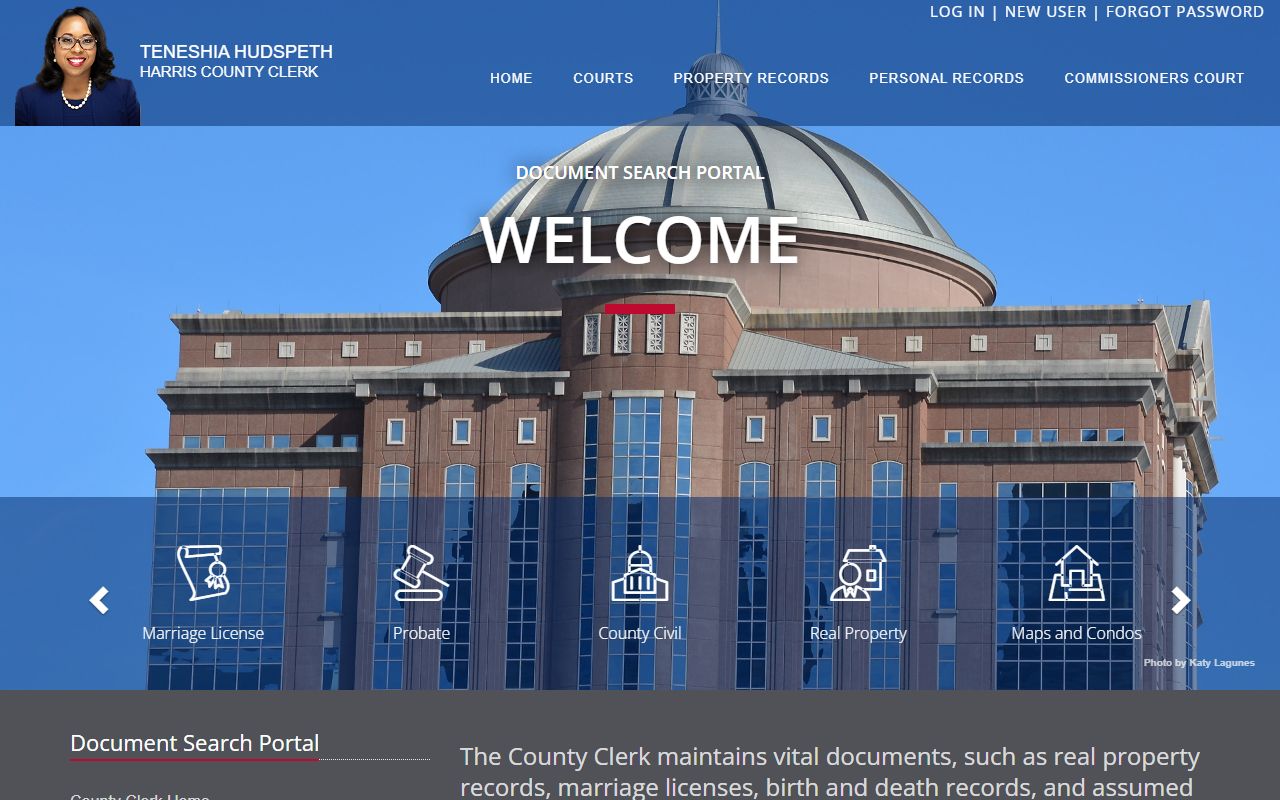 Harris County Clerk document search portal for court records