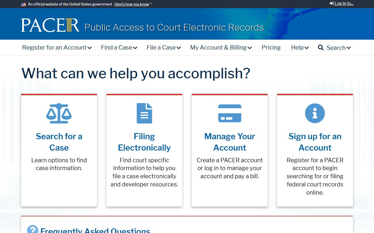 Harris County district court PACER federal case records access