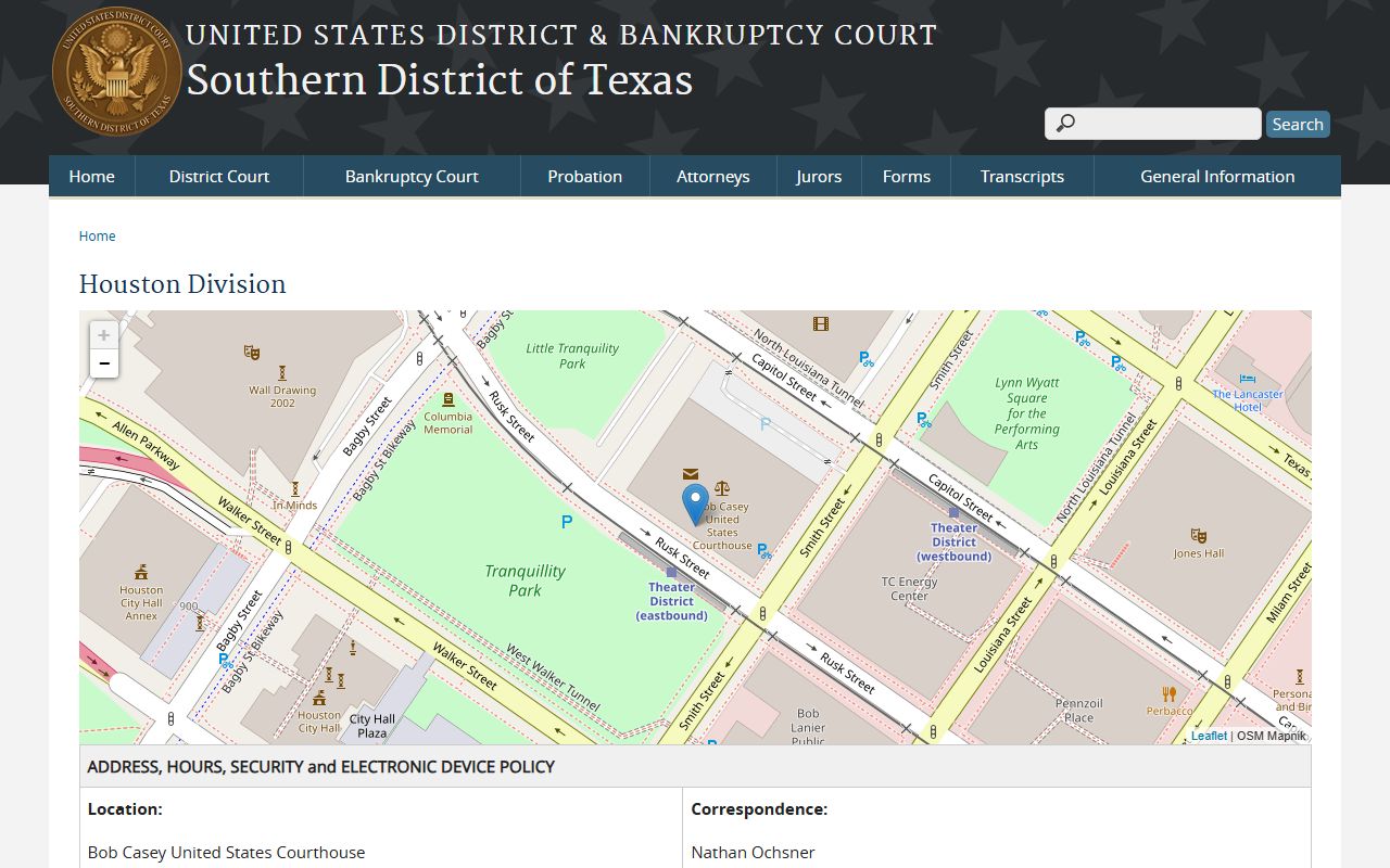 Harris County district court federal Southern District of Texas Houston Division