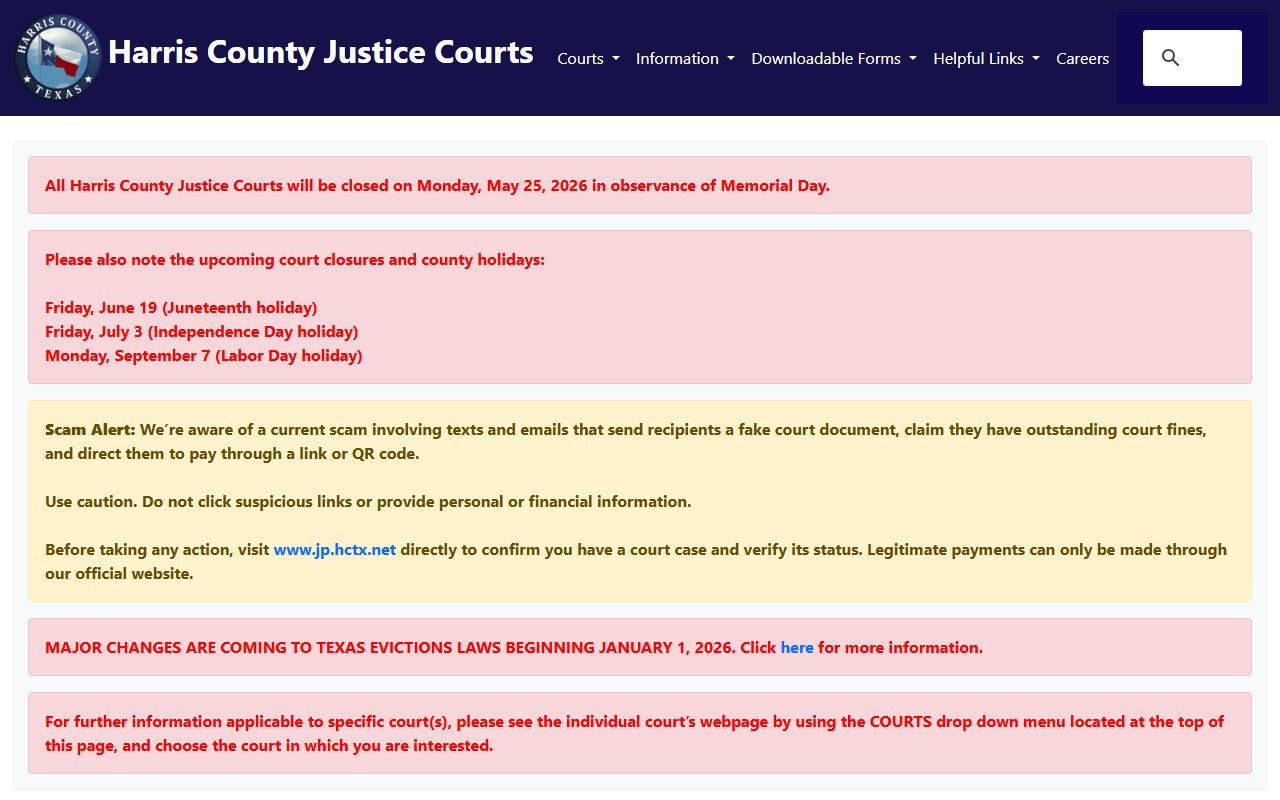 Harris County court records Justice of the Peace courts
