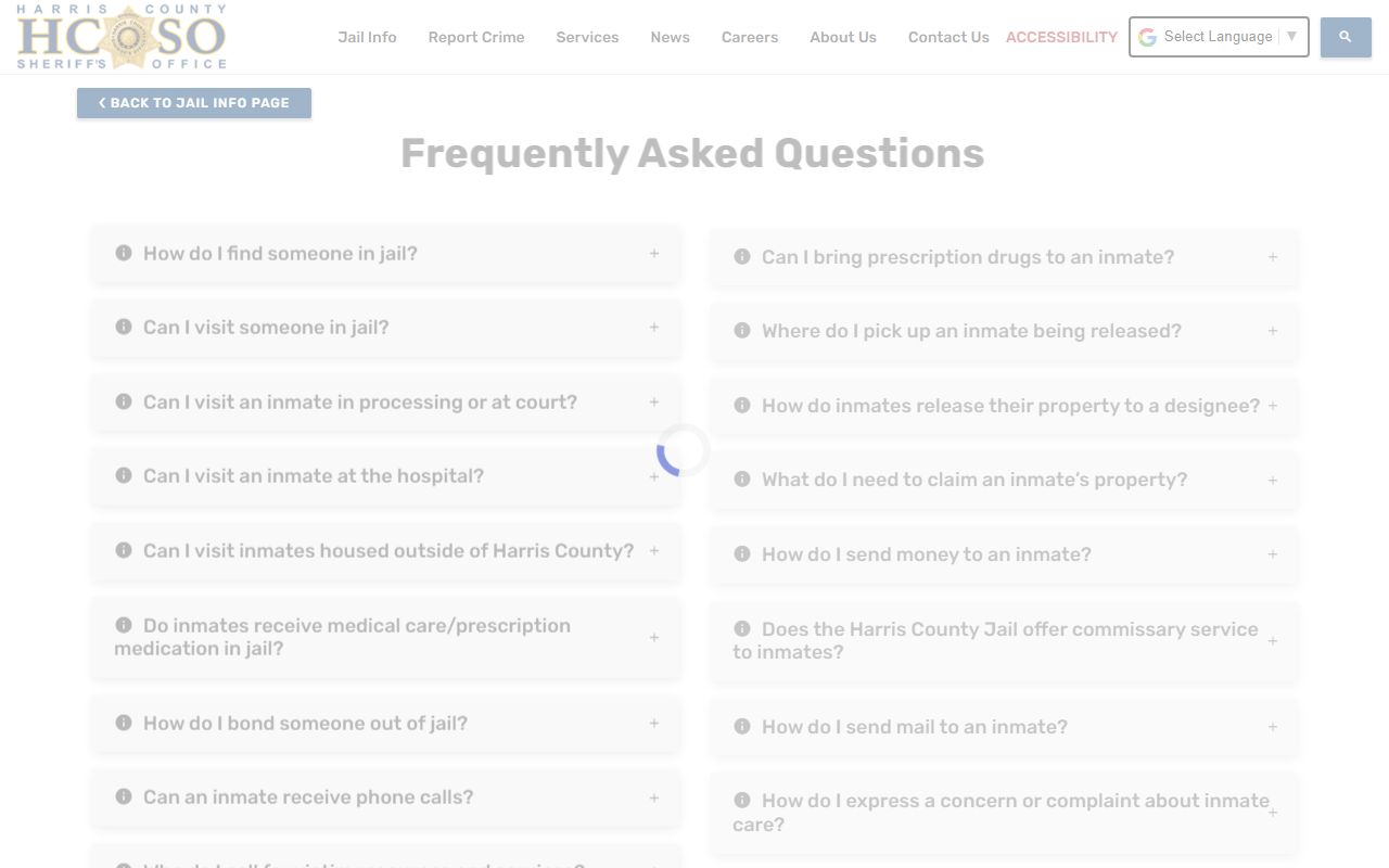 Harris County inmate population and jail medical and mental health screening FAQ