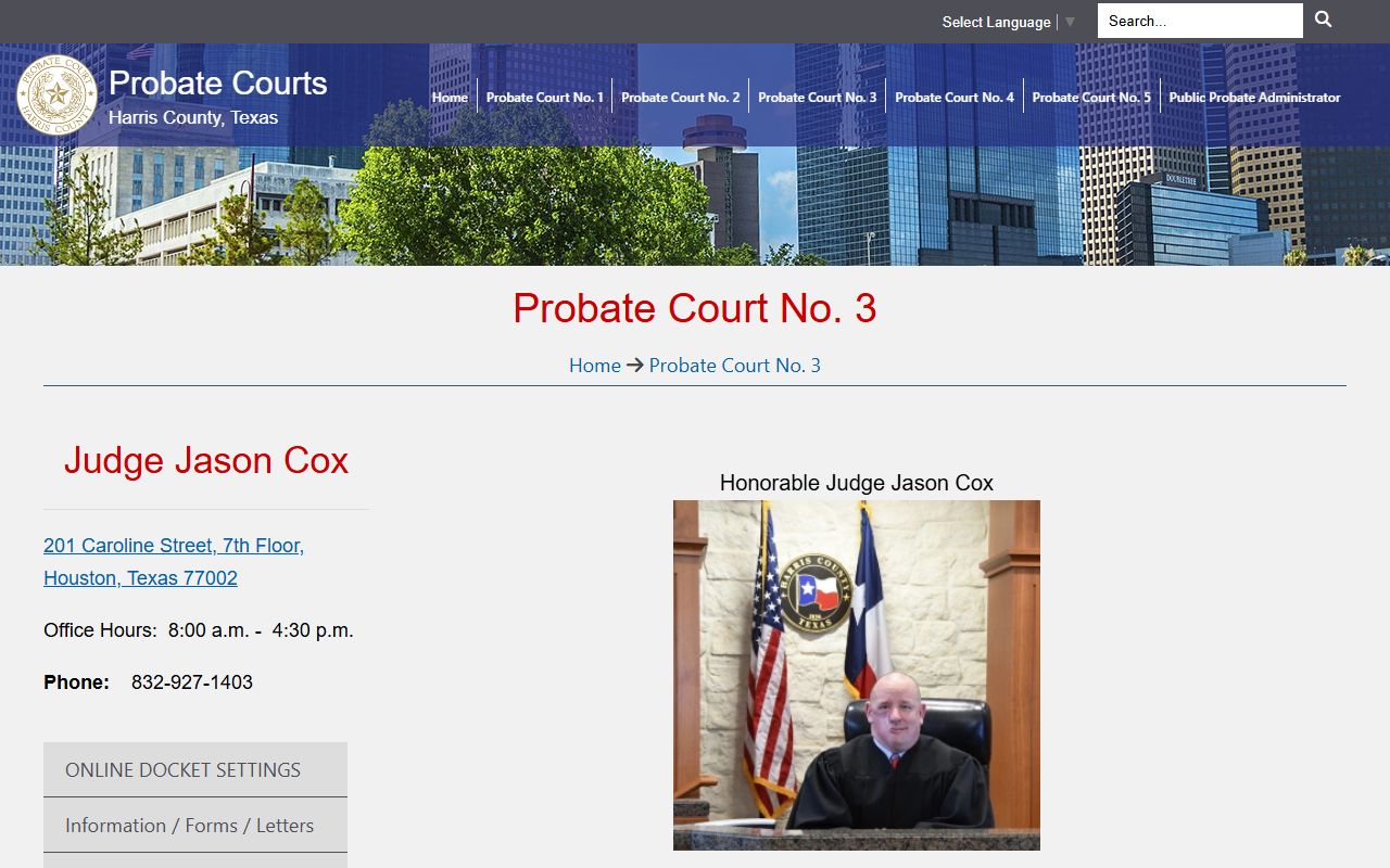 Harris County probate records page for Probate Court No. 3
