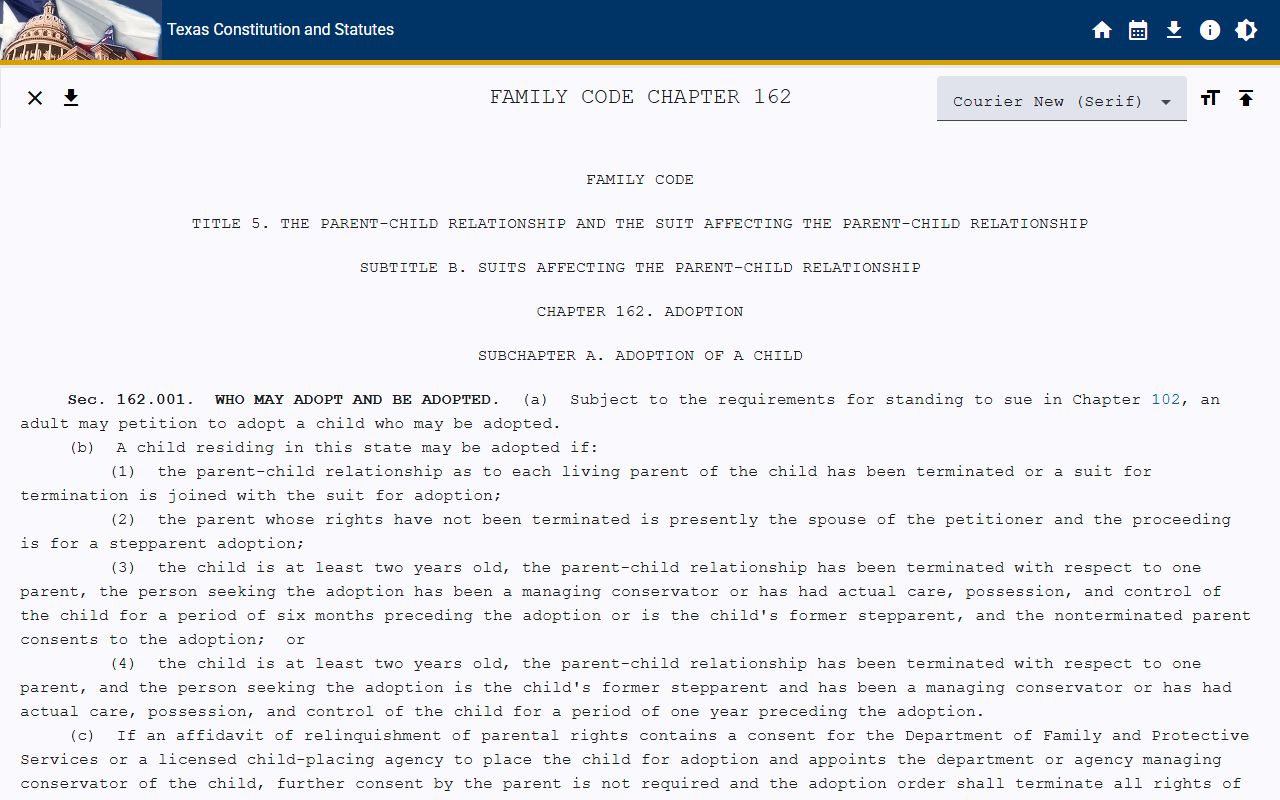 Harris County released inmates Texas Family Code adoption record confidentiality