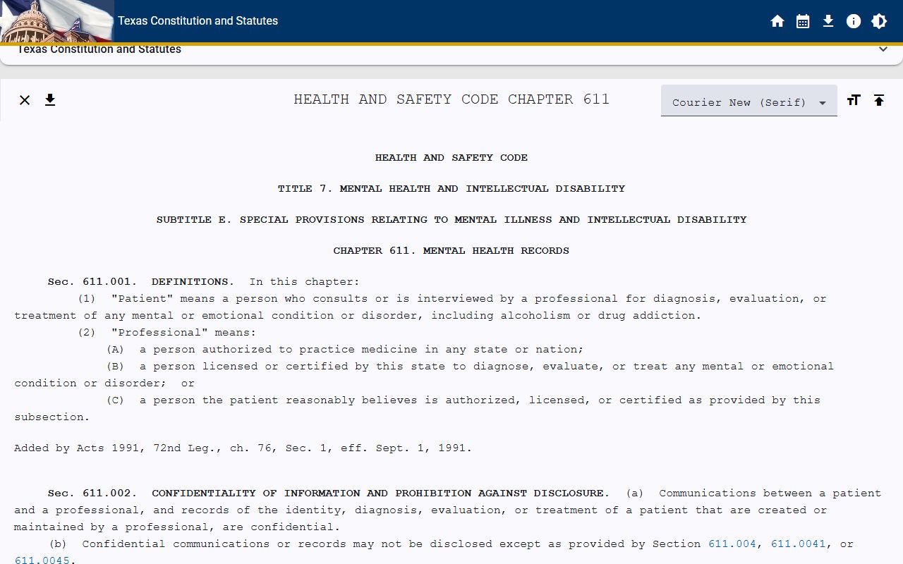 Harris County released inmates Texas Health and Safety Code mental health record confidentiality